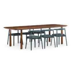 Elliot Dining Table Rectangular By De La Espada -Finest Furniture Shop 056LElliotRectangularTablebyJasonMillerinDanishoiledwalnutwith410AndoChairbyMatthewHiltoninbaypaintedash whitebkgrnd