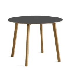 Copenhague Deux CPH 220 Round Table By Hay -Finest Furniture Shop 2574771209000 CPHDeux220RoundTableW98xH73stonegreylaminate wblacqueroakbase