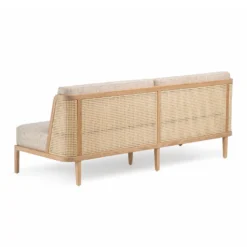 Throne Sofa With Rattan By Autoban -Finest Furniture Shop 268ThroneSofawithRattanbyAutobanforDeLaEspadainDanishoiledoakandSonar3113fabric back2 whitebkgrnd