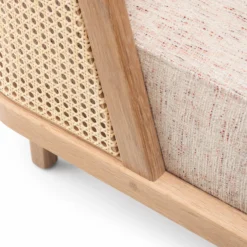 Throne Sofa With Rattan By Autoban -Finest Furniture Shop 268ThroneSofawithRattanbyAutobanforDeLaEspadainDanishoiledoakandSonar3113fabric detail5 whitebkgrnd