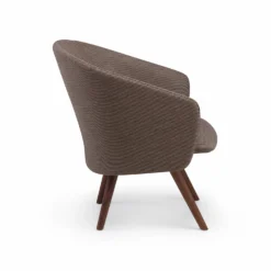 Saia Lounge Chair By Matthew Hilton For De La Espada -Finest Furniture Shop 407SaiaLoungeChairbyMatthewHiltoninDanishoiledwalnutandFuse351fabric side whitebkgrnd