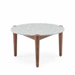 Sidekicks Coffee Table Terrazzo By Ilse Crawford -Finest Furniture Shop 456MMSidekicksCoffeeTableinDanishoiledwalnutandcinzaterrazzo whitebkgrnd