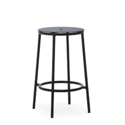 Circa Barstool By Normann Copenhagen -Finest Furniture Shop 506082 Circa Barstool 65cm Black Steel Black Alu 01