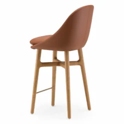 Solo Breakfast Bar Stool By Neri & Hu -Finest Furniture Shop 750PSoloBreakfastBarStoolbyNeri HuinDanishoiledoakandbrownnaturalgrainleather back2 whitebkgrnd