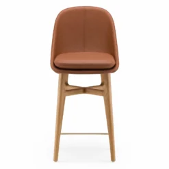 Solo Breakfast Bar Stool By Neri & Hu -Finest Furniture Shop 750PSoloBreakfastBarStoolbyNeri HuinDanishoiledoakandbrownnaturalgrainleather front whitebkgrnd