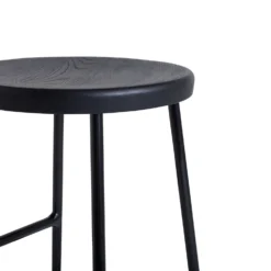 Cornet Bar Stool By Hay -Finest Furniture Shop 9303011009000 CornetBarStoolH65solidoakblackseat blacksteelbase Detail01