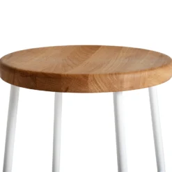 Cornet Bar Stool By Hay -Finest Furniture Shop 9303132009000 CornetBarStoolH75solidoakseat whitesteelbase Detail01