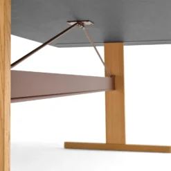 Passerelle Table Timber Tabletop By Hay -Finest Furniture Shop 9462191009000 PasserelleTablewblacqueroakframeandedgeburgundypowdercoatedcrossbar02