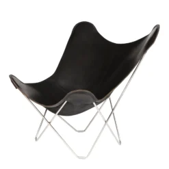 Mariposa Butterfly Leather Chair By Cuero -Finest Furniture Shop 9544 Pampa Mariposa black matte chrome frame