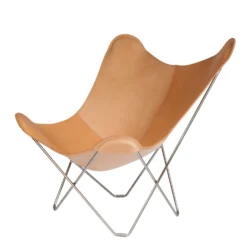 Mariposa Butterfly Leather Chair By Cuero -Finest Furniture Shop 9547 Pampa Mariposa crude nature matte chrome frame
