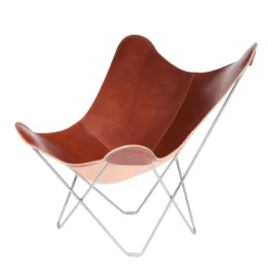 Mariposa Butterfly Leather Chair By Cuero -Finest Furniture Shop 9550 Pampa Mariposa oak matte chrome frame