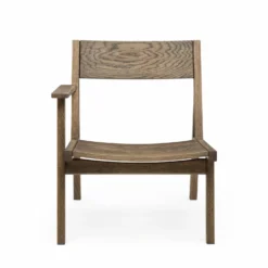 98.6°F Outdoor Lounge Chair Single Arm By Lyndon Neri And Rossana Hu -Finest Furniture Shop 98.6 FOutdoorOneArmedLoungeChairbyNeri HuinblackoiledEuropeanoak front whitebkgrnd