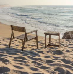 98.6°F Outdoor Lounge Chair Single Arm By Lyndon Neri And Rossana Hu -Finest Furniture Shop 98.6 FOutdoorOneArmedLoungeChairbyNeri HuinblackoiledEuropeanoakwith98.6 FOutdoorSideTable 2 photobyCarlosTeixeira