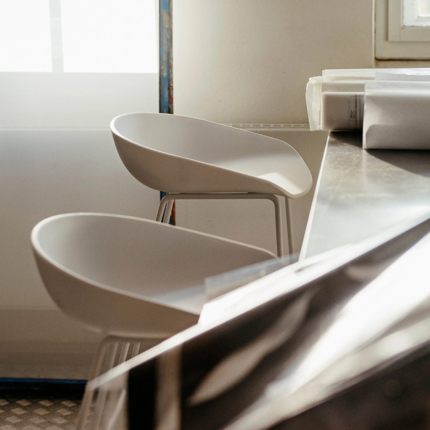 Clearance About A Stool AAS 38 / White / Stainless Sled Base By Hay 2 Clearance About A Stool AAS 38 / White / Stainless Sled Base By Hay - Image 2