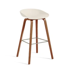 About A Stool AAS 32 High - Wooden Base By Hay -Finest Furniture Shop AB245 A012 AA51 01UF AAS32H75creamwhiteshell wblacquerwalnutbase stainlesssteelfootrest 28971b72 ebe4 484e 9d42 ff925f85cdff