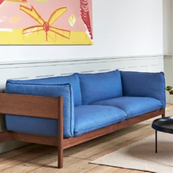 Arbour Sofa 3 Seater By Hay -Finest Furniture Shop Arbour3SeaterRe wool758oiledwaxedwalnut FairwayDarkBlue308 288blackpowdercoatedsteel Tapisoffwhiteandlavender