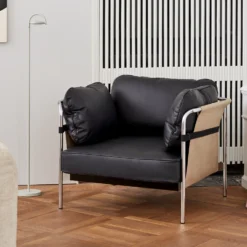 Can Armchair By Hay 11 Can Armchair By Hay -Finest Furniture Shop Can1seaterSilkSIL0842naturalcanvaschromebase MarselisFloorLampashgrey