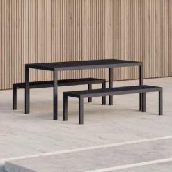 Eos Bench By Case -Finest Furniture Shop Eos Bench and Table Black Angled Styleshot