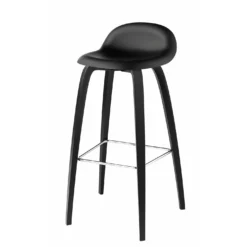 Gubi 3D Wood Base Stool By Gubi -Finest Furniture Shop Gubi 3D Stool Black Hirek Black Wood Base Front
