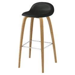 Gubi 3D Wood Base Stool By Gubi -Finest Furniture Shop Gubi Stool 3D 75 Woodbase Chrome Oak Hirek Black Front
