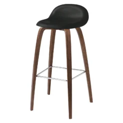 Gubi 3D Wood Base Stool By Gubi -Finest Furniture Shop Gubi Stool 3D 75 Woodbase Chrome Walnut Hirek Black Front