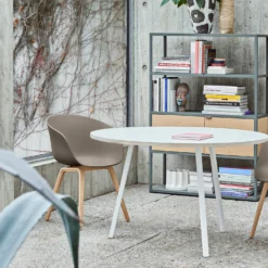 Loop Stand Round Table By Hay -Finest Furniture Shop LoopStandRoundwhitelaminate AAC22khakishellwblacquerbase NewOrderarmygreen