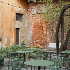 Palissade Cone Table Round By Hay -Finest Furniture Shop PalissadeDiningArmchairolive PalissadeConeTableolive PalissadeBenchhotgalvanised