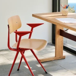 Passerelle Desk Timber Tabletop By Hay -Finest Furniture Shop ResultArmchairtomatoredarmrestandframe PasserelleTablewblacqueroakburgundyredcrossbar