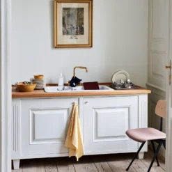 Result Chair Upholstered By Hay -Finest Furniture Shop ResultChairwblacqueroakbackCanvas356blackbase TeaTowelCheckyellow