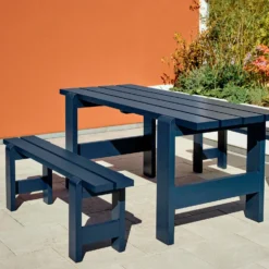 Weekday Bench By Hannes & Fritz For Hay -Finest Furniture Shop WeekdayTableL180 WeekdayBenchL140steelbluewblacqueredpinewood