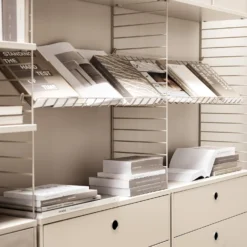 String - Magazine Shelf, Wire -Finest Furniture Shop string system livingroom beige sideangle landscape